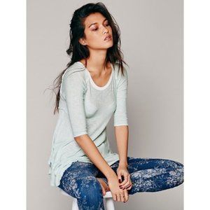 Free People "Weekends" Layering Knit Tee in Mint XS